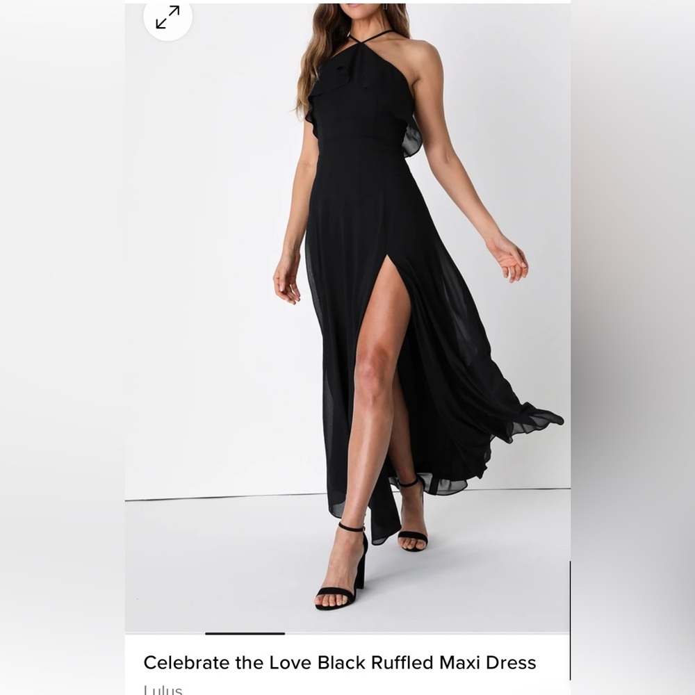 Lulu’s Celebrate The Love black ruffled halter dress